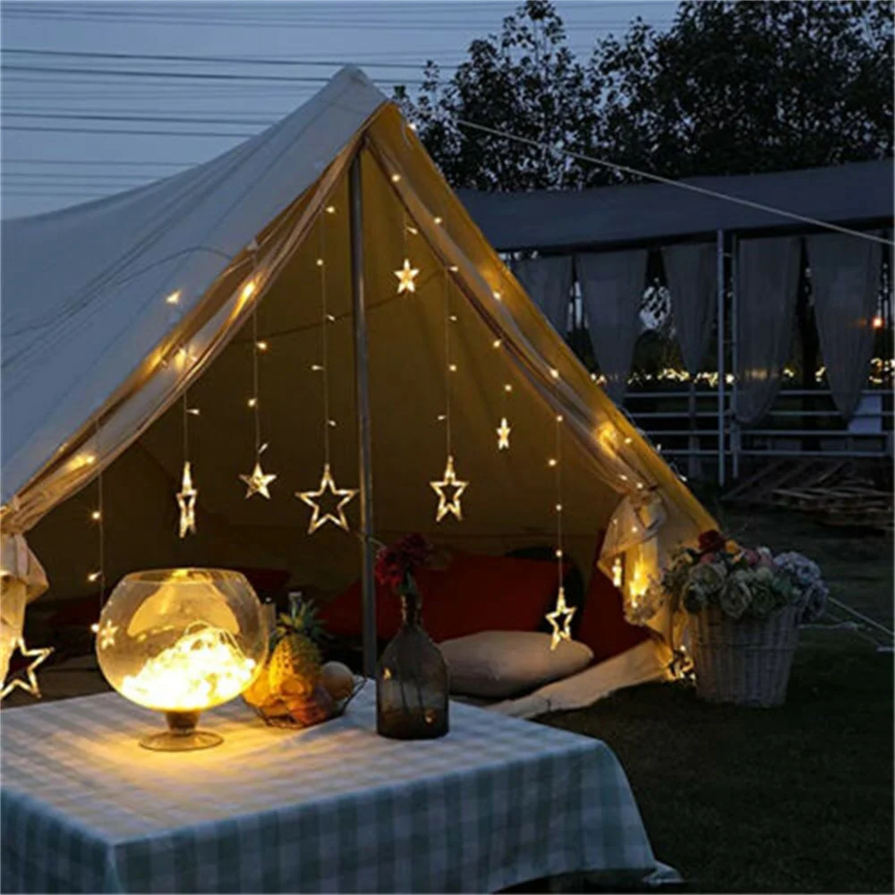 L&aacute;mpara LED de car&aacute;mbano con forma de luna y estrella, cortina de hadas, guirnalda de luces Eid Mubarak, decoraci&oacute;n para habitaci&oacute;n, hogar, boda, fiesta, decoraci&oacute;n de ventana-4