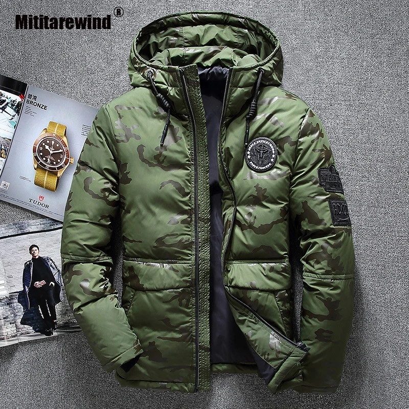 Для температуры до 20 градусов зимняя куртка пуховик мужской модный комплект