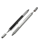 Многофункциональная ручка, шариковая ручка, рабочая линейка, спиртовой уровень с верхней и многофункциональной ручкой, инструмент 6 в 1, металлические ручки