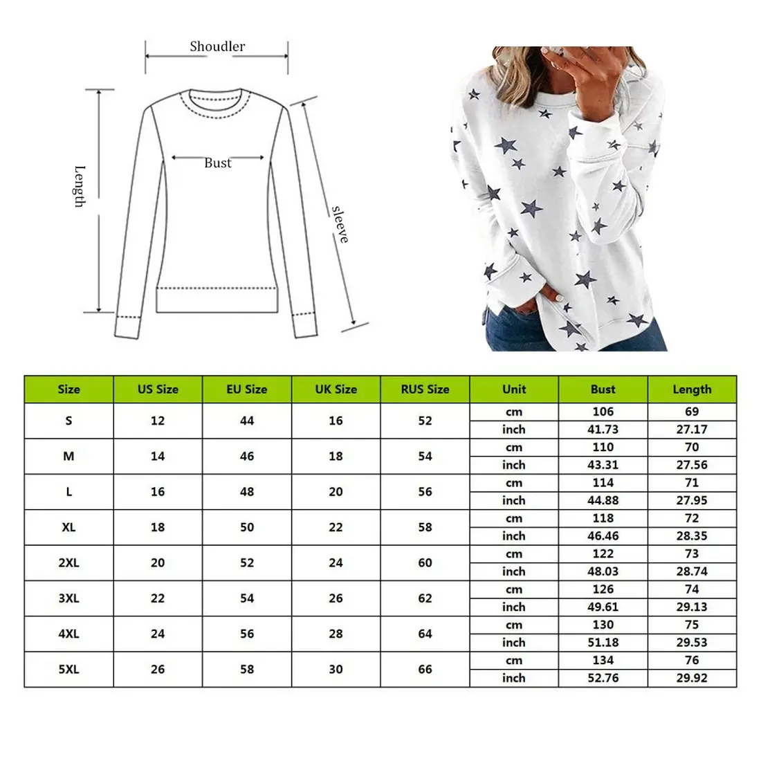 

Women Star Print Tee Long Sleeve O Neck T-shirt 2020 Autumn Ladies Pullover Sweatshirt Tops Casual Streetwear