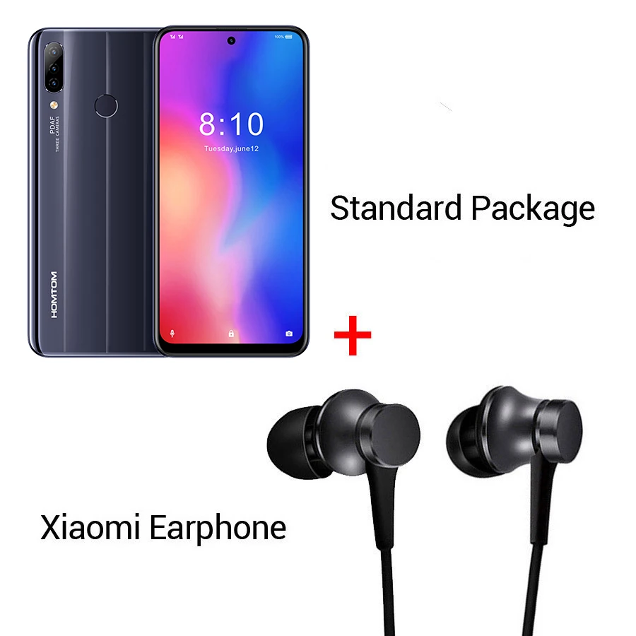 HOMTOM P30 pro Android 9,0 Helio P23 MTK6763 Восьмиядерный 4 Гб 64 Гб Смартфон 6,41 дюймов 4000 мАч 4G FDD-LTE стеклянный Чехол для мобильного телефона - Цвет: Black N Earphone