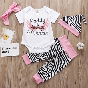 2021 Модный комплект одежды для маленьких девочек, футболка, штаны, повязка на голову, Одежда для новорожденных 0-24 мес.