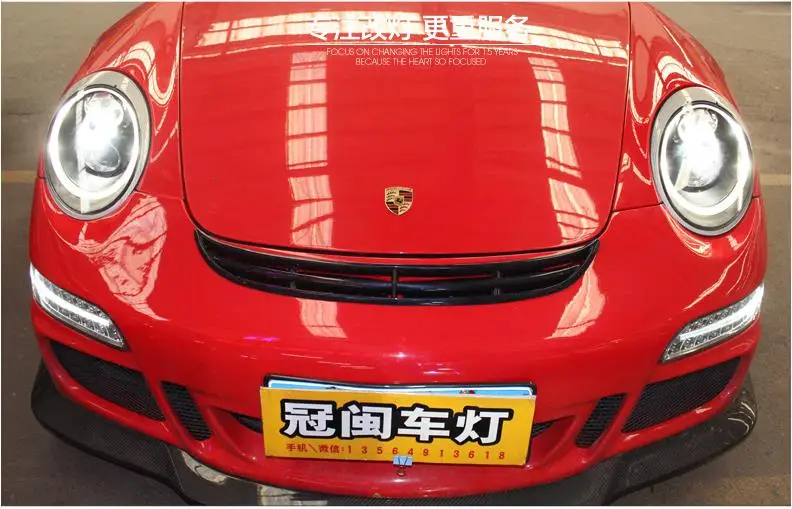 AKD автомобильный Стайлинг для Porsche 997 фары 2005-2008 911 светодиодный фары DRL дальнего ближнего света ксеноновые фары аксессуары
