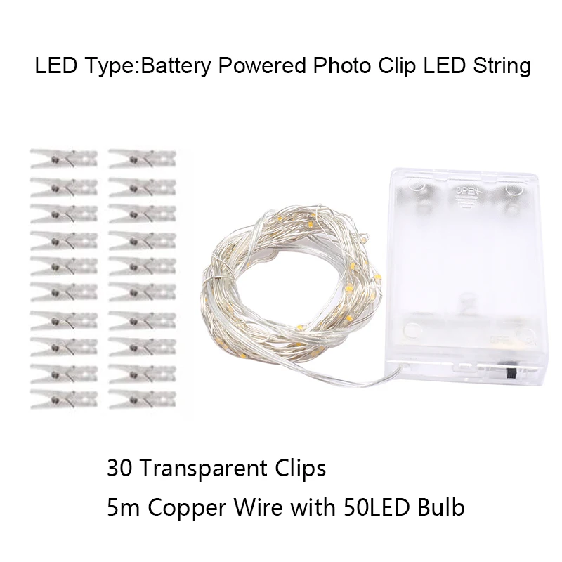 Вечерние украшения для свадьбы 2 м/5 м светодиодный зажим фото гирлянды улицы на