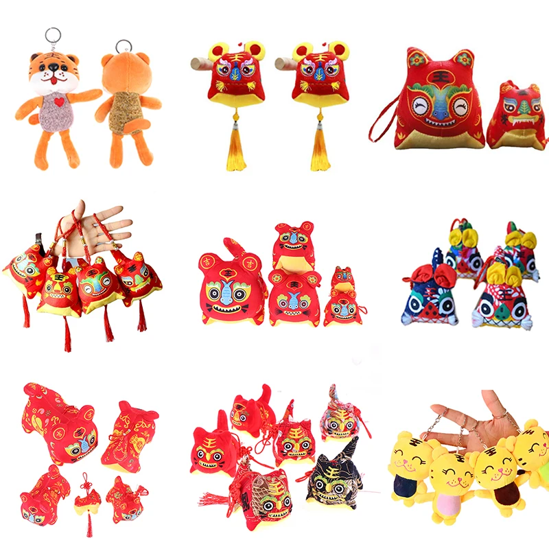 2022 китайский новый год знаки зодиака набивной тигр талисман кукла украшения на