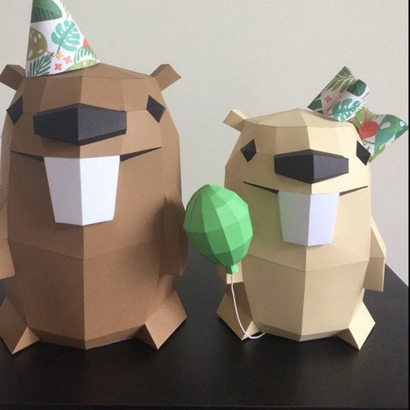 

31cm beaver paper model home decoration geometric art paper model DIY handmade gift