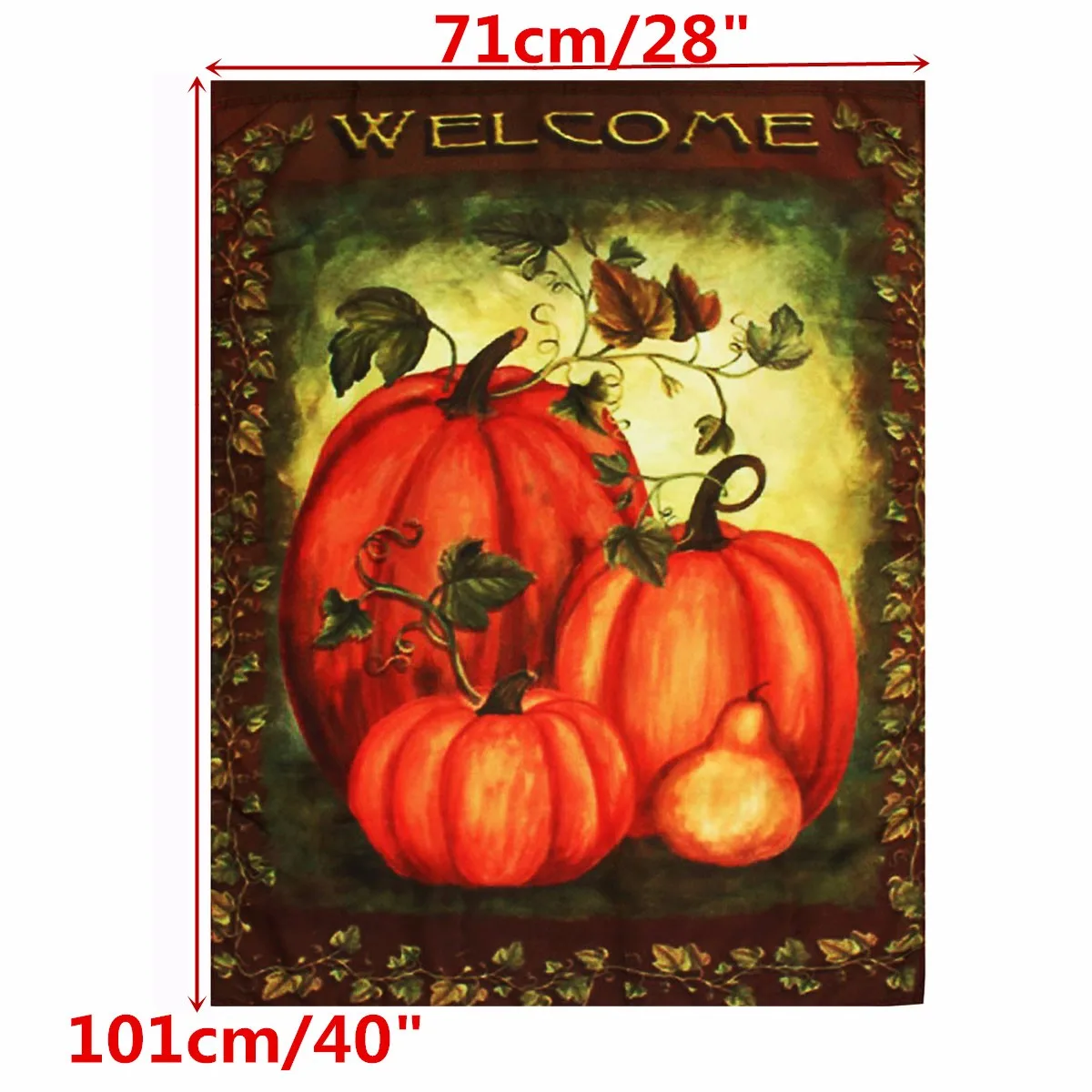 

71x101cm Pumpkins and Vines Fall Banner Polyester Fall Flag Home Outdoor Garden Advertising Banner Decoration
