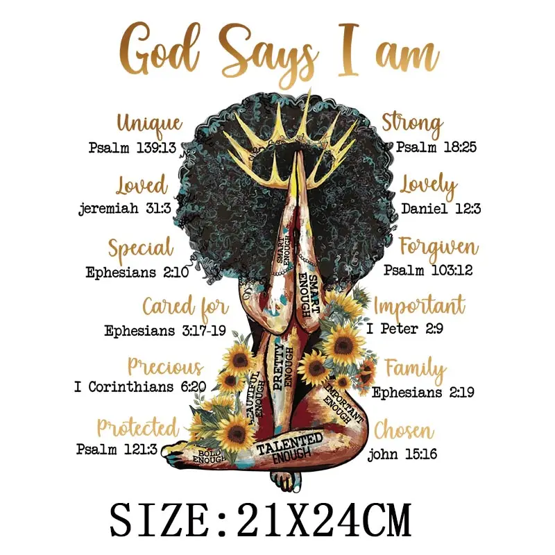 Бог говорит что я Патчи DIY моющиеся Термальность наклейки на футболке толстовки