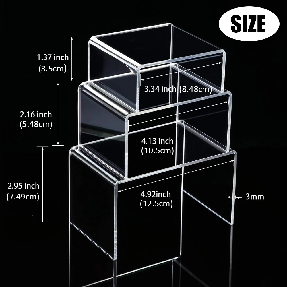 3 шт. прозрачные акриловые подставки для ювелирных изделий|Подставки хранения и