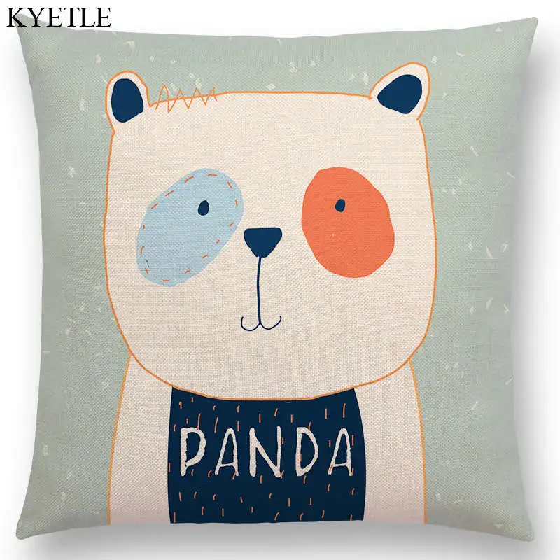 New Cute Cartoon Animals Forest Nature Bear Rabbit Cat Penguin Lion Tiger Bee Happy Cushion Cover Sofa Throw Pillow Case | Дом и сад