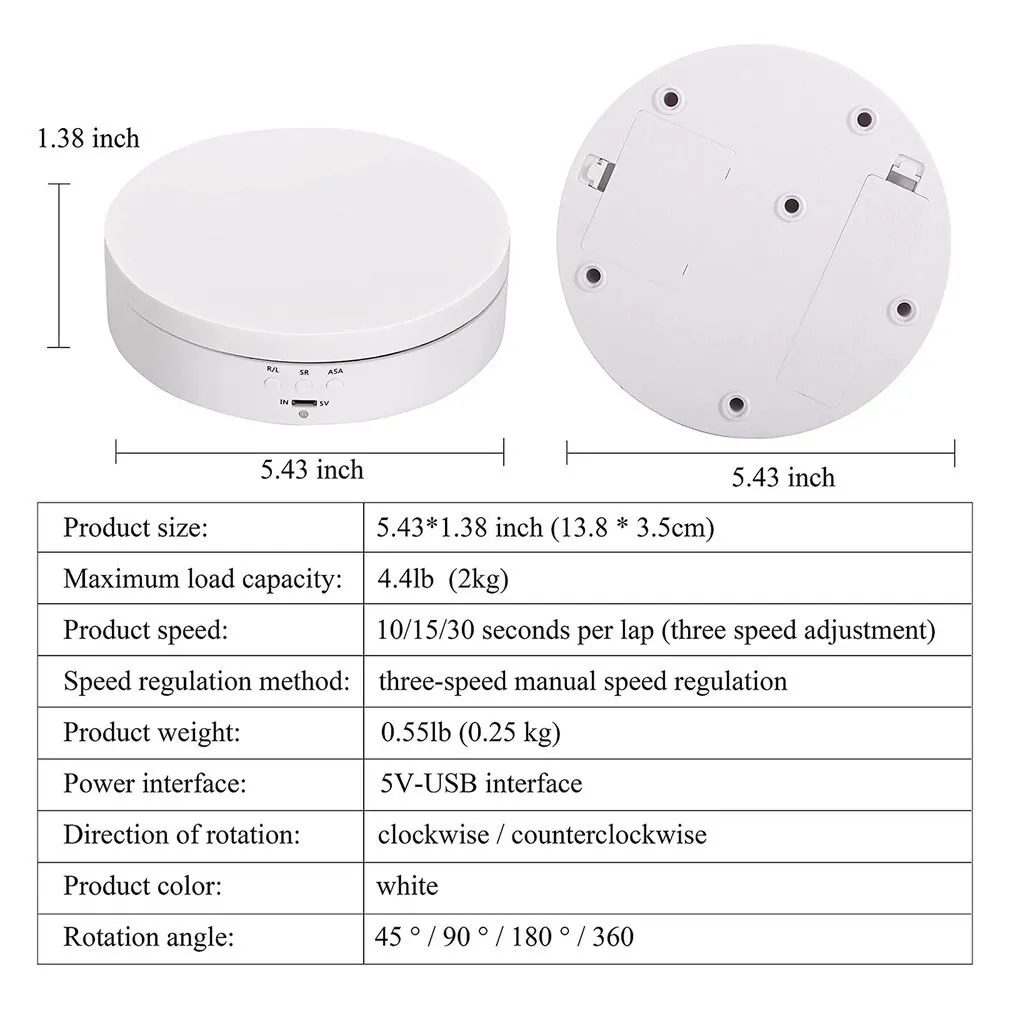 

3 Speeds Electric Rotating Display Stand 360 Degree Turntable Jewelry Holder Battery For Photography Video Shooting Prop 2021