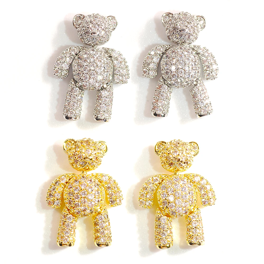 1 шт. блестящие ювелирные изделия из циркона 3D сплав Медведь Дизайн ногтей