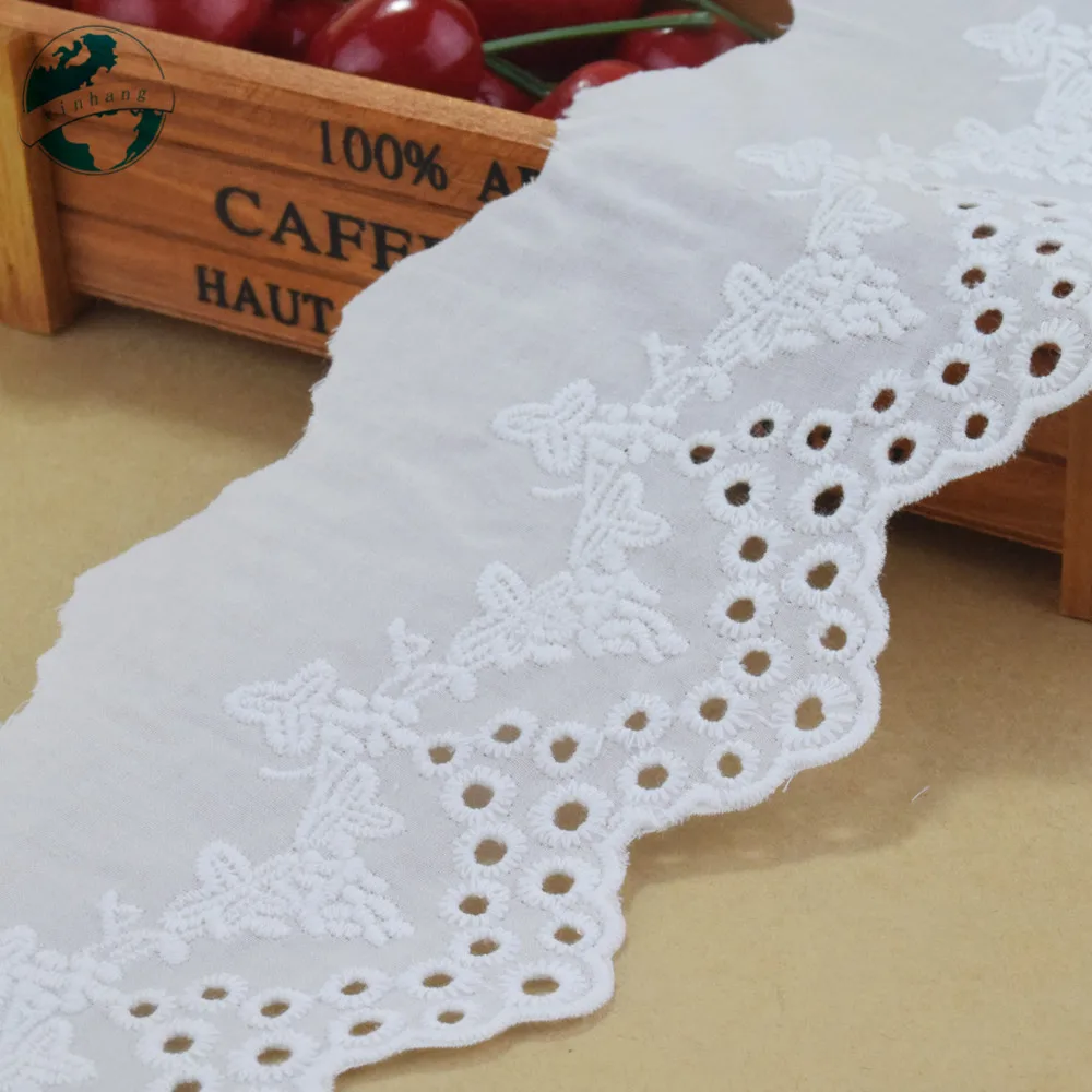 Хлопковая вышивка шириной 8 см белая кружевная швейная лента гипюр африканская