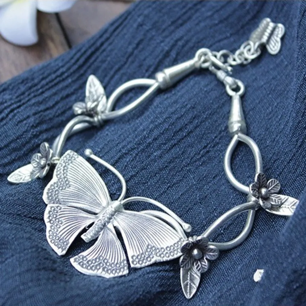 Дизайнерский ручной браслет s990 в тайском стиле с серебристыми и серебряными