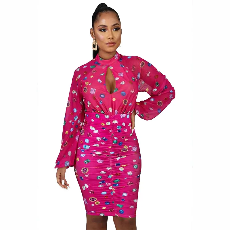 

Moyafang K9549 Popular European and American New Style for Autumn and Winter Women's Cross-Border Printed Long-Sleeved Dress