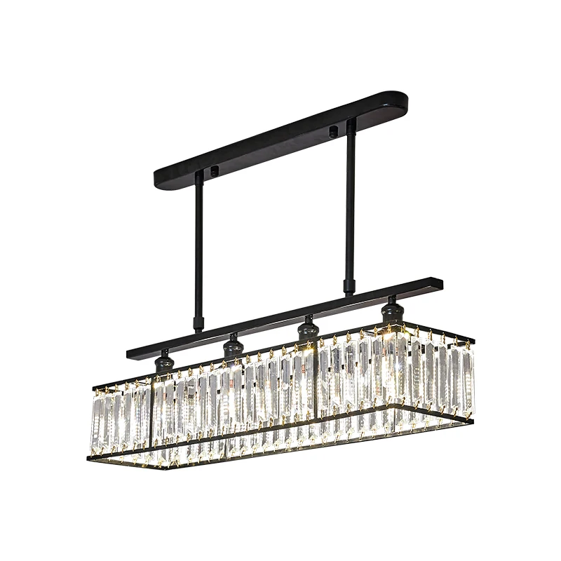 

Modern Simple Crystal Pendant Light Dining Room Light European Creative Bar Caf Lamp Nordic Rectangular Black led Crystal Lamps