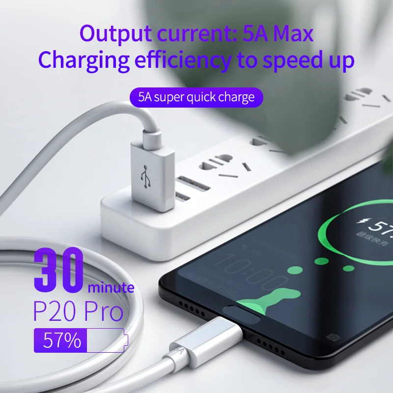 Мобильный телефон кабель 5A супер зарядный USB типа C для Huawei OPP Vivo быстрая зарядка