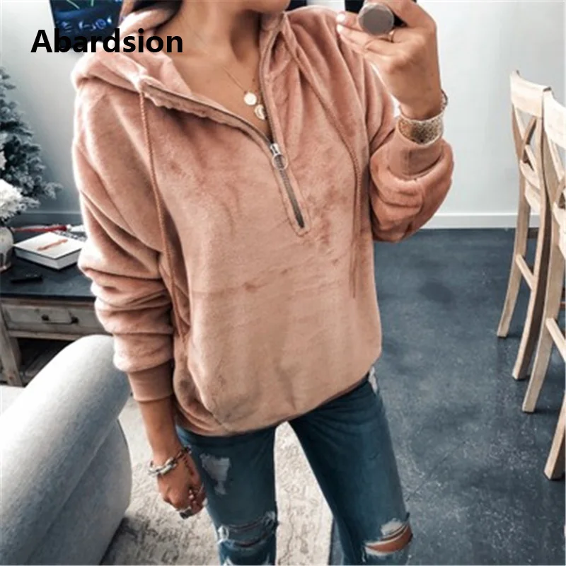Abardsion 2019 Повседневная Harajuku велюровая Толстовка женские осенне зимние толстовки