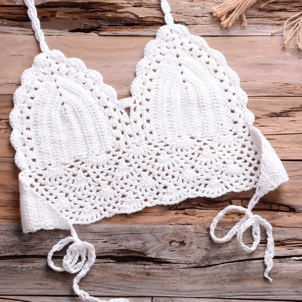 

Sexy Bikini Top Crochet Strips Bandage Swimwear Beachwear Women Bikini Tops Swimsuit Female Bathing Suit Biquinis Feminino 2021