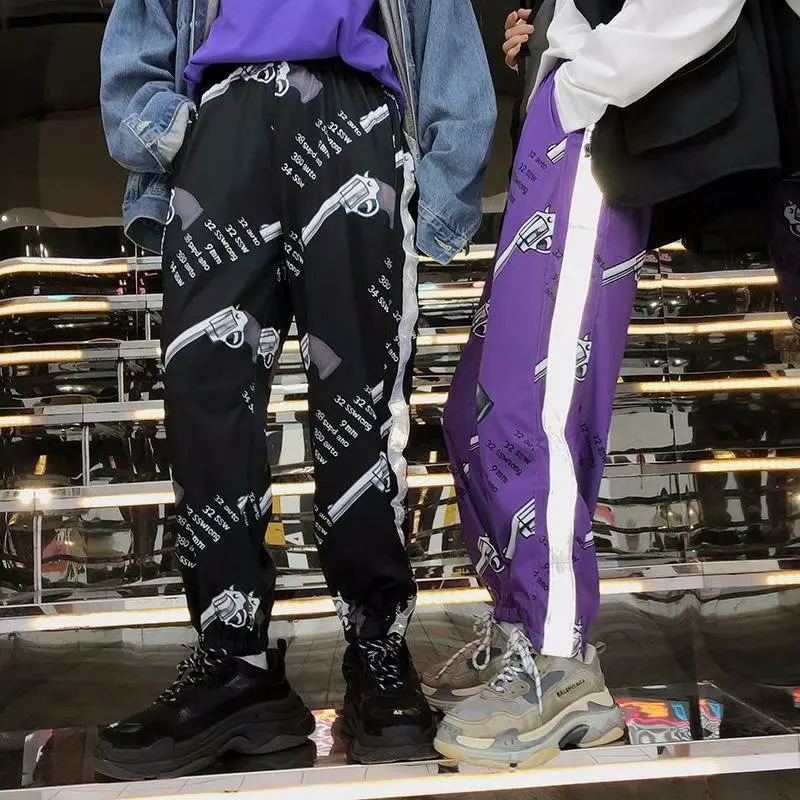 Мужские брюки-карандаш в стиле хип-хоп повседневные штаны с графическим принтом