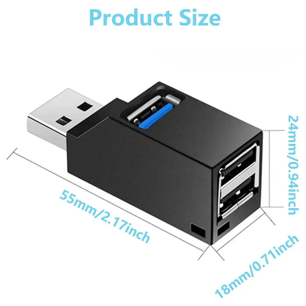 

Концентратор USB 3,0 2,0, адаптер-удлинитель, мини-разветвитель с 3 портами для ПК, ноутбука, Macbook, высокоскоростной U-диск-ридер для Xiaomi