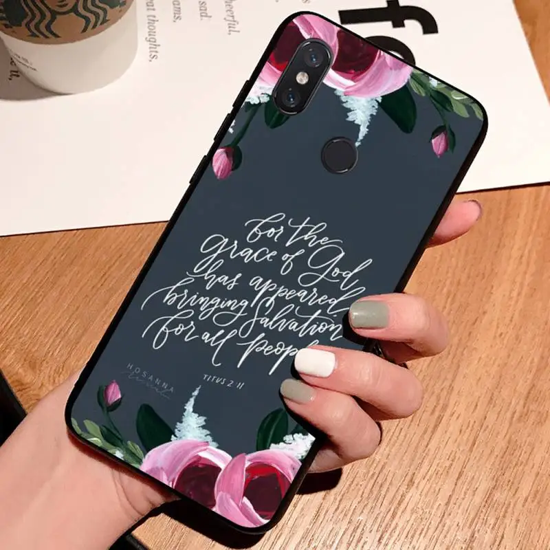 

Bible text quotes art pattern luxury design Phone Case funda For Xiaomi Redmi note 7 8 9 t k30 max3 9 s 10 pro lite
