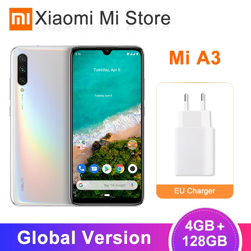 Глобальная версия Xiaomi Mi A3 4GB 128GB мобильный телефон Snapdragon 665 Octa Core 6,08" 48MP+ 32MP флагманская камера 4030mAh