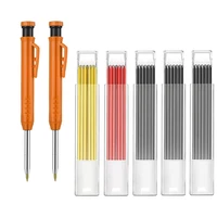 2 pcs solid carpenter pencil for construction with 31 refill leads built in sharpener long nosed mechanical pencil