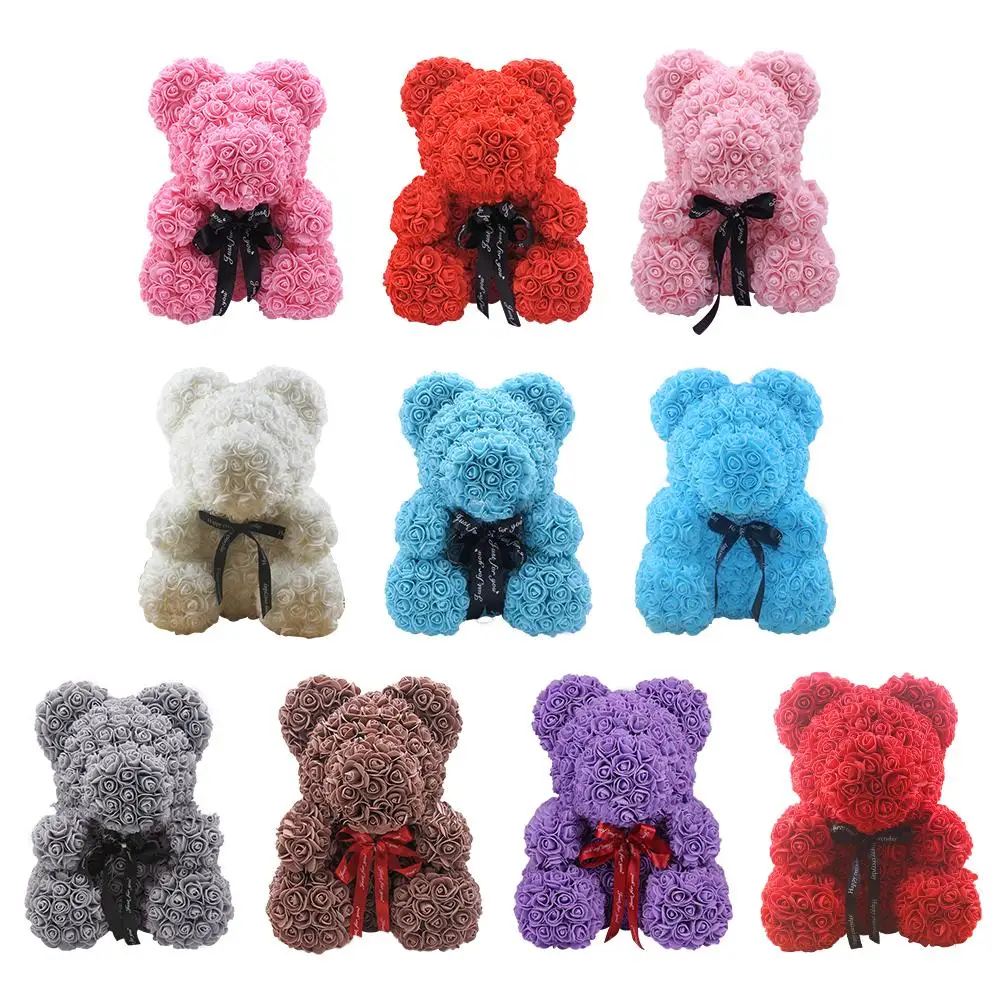 

Artificial Rose Soap Foam Material Bear Toys Shape Odorless Rose Soap Gift Flower DIY Bear Doll For Valentine's Day Present