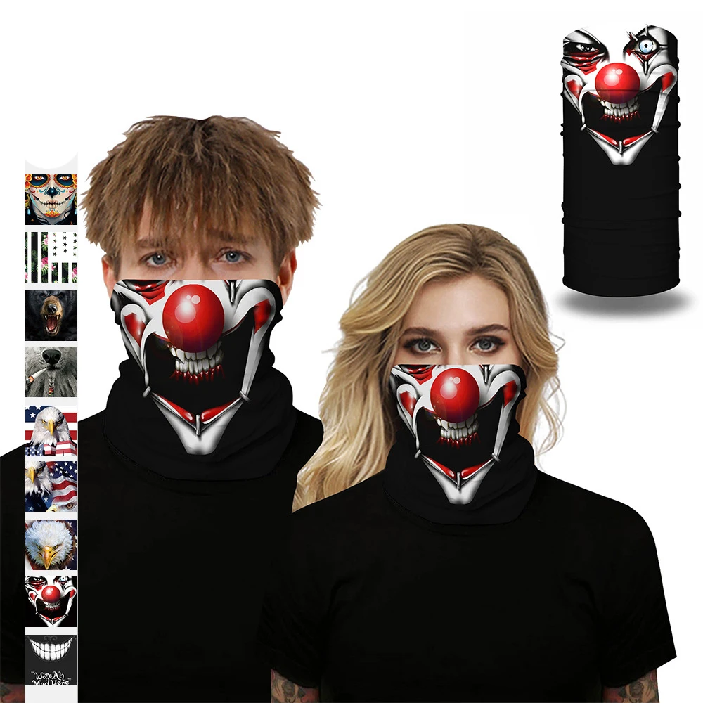 Бандана с цветочным принтом клоуна модные уличные походные шарфы для косплея 3D