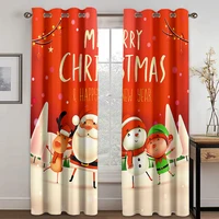 3d christmas snowman red holiday gift pattern curtain set hook suitable for home curtains in living room and childrens bedroom