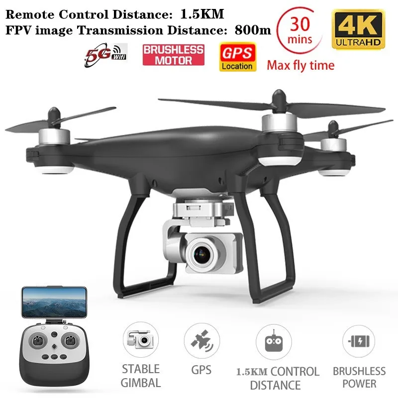 

GPS Drone 4K HD Camera Profissional Drones Gimbal Stabilizer 5G WiFi Brushless Motor 30mins Flight Rc Distance 1.5KM Quadcopter