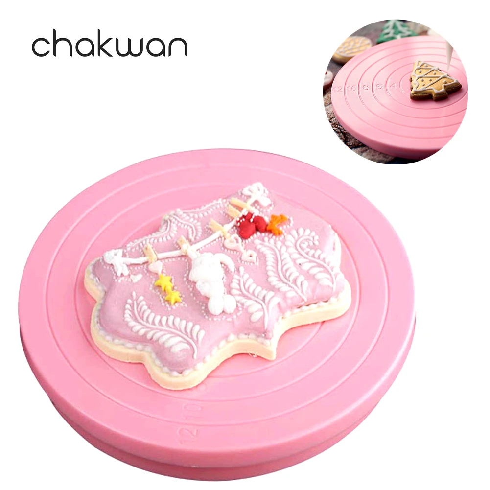 360 Вращающаяся подставка для торта со шкалой Вращающийся торт Еда Класс Пластик