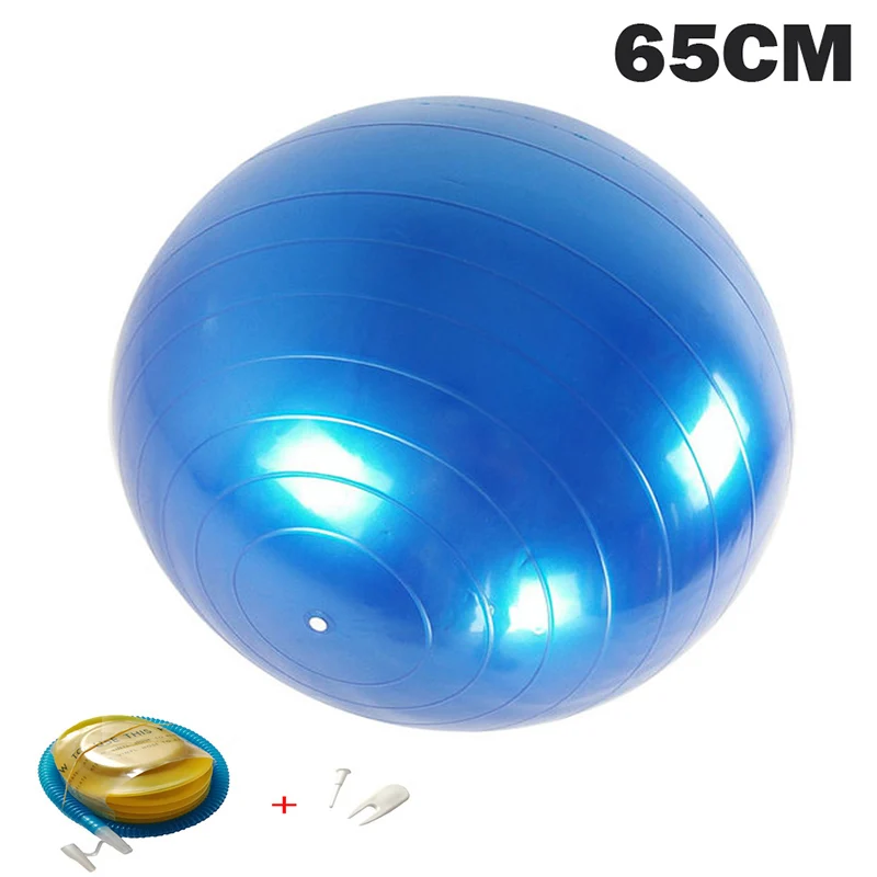 65CM Blue Мячи для йоги Пилатес фитнес спортзал массажер точки фитбол для баланса тренировки мяч 45/55/65/75/85 см с насосом - Цвет: 65CM Blue