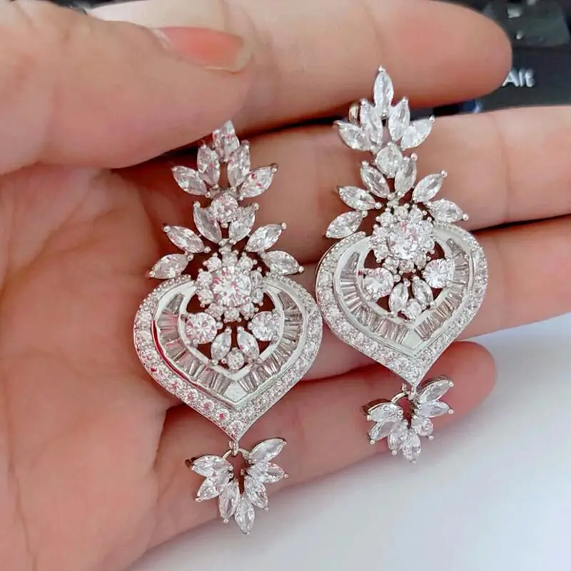 Серьги подвески Uilz из розового золота женские роскошные длинные висячие