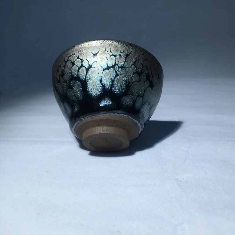 

Jianzhan Blue Flower Tenmokus Cup Tea Expresso Heat Resistant Kiln Fired Tea Bowl Ceramic Natural Clay Glaze Friends Gifts
