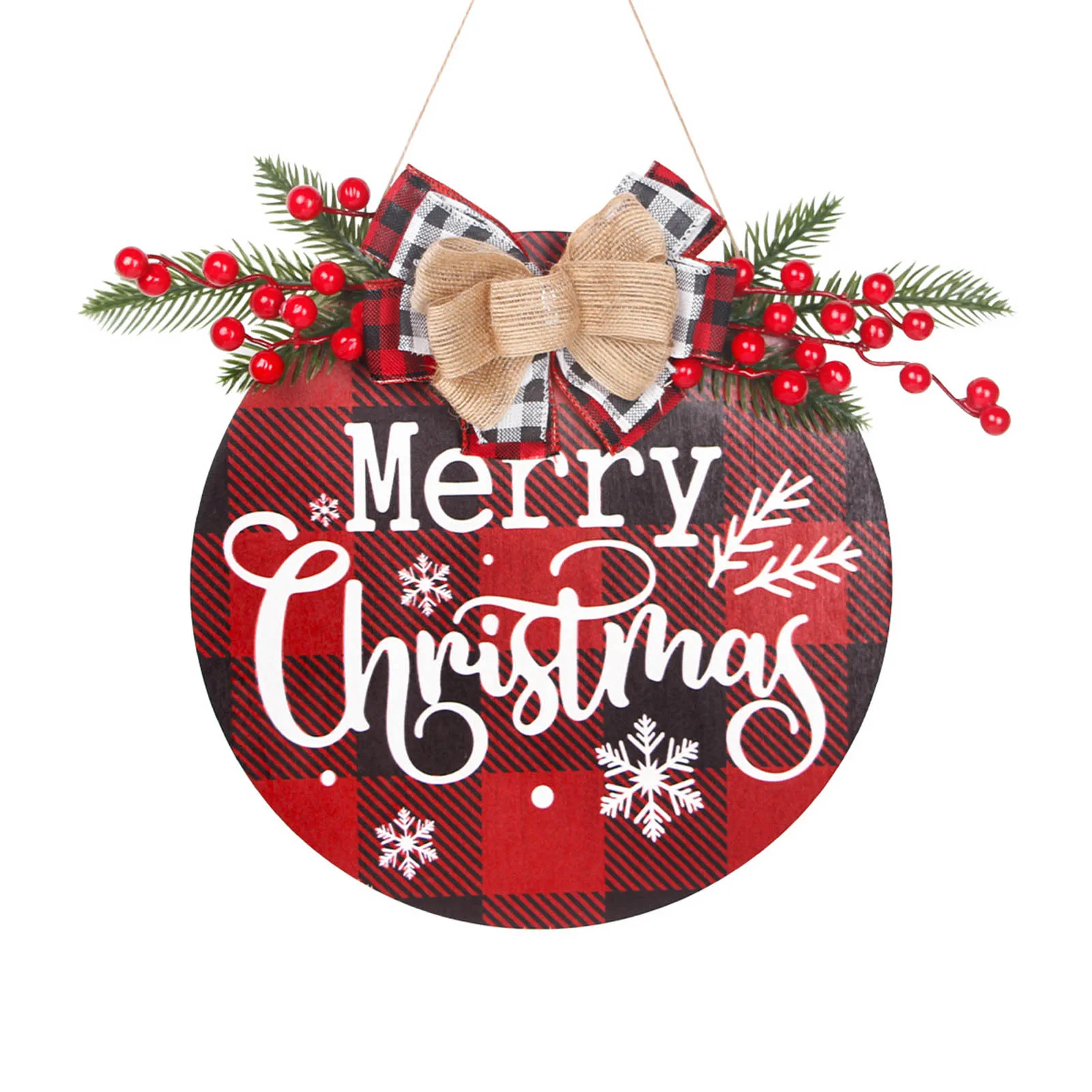 

Деревянный подвесной венок с надписью "Merry Christmas" для украшения дома, 2021, новый год 2022, подвеска