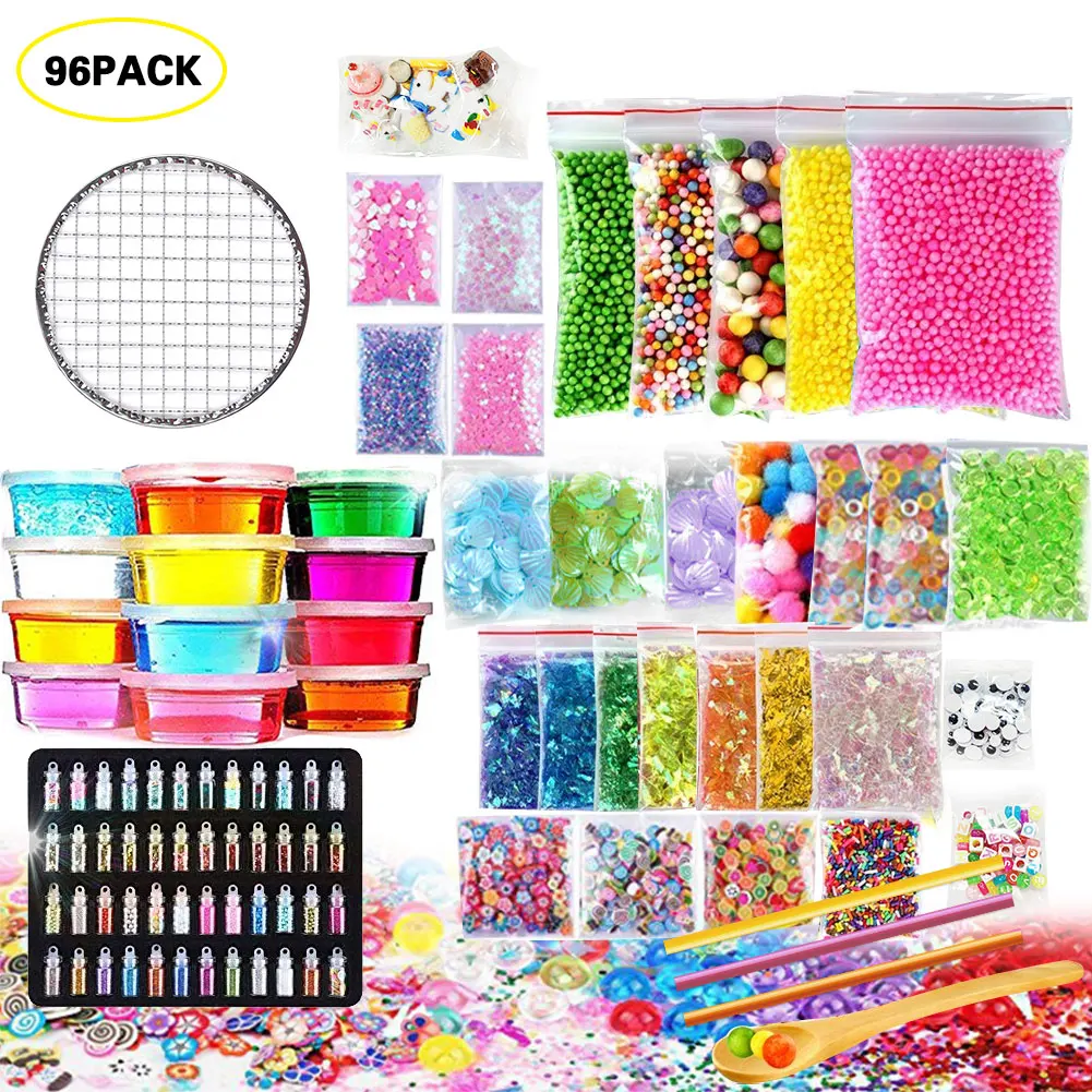 

96 Pack Slime Making Kit Letter Style Slime Supplies Colorful Foam Balls Fishbowl Beads Set Polymer Fishbowl Beads DIY Slime Set