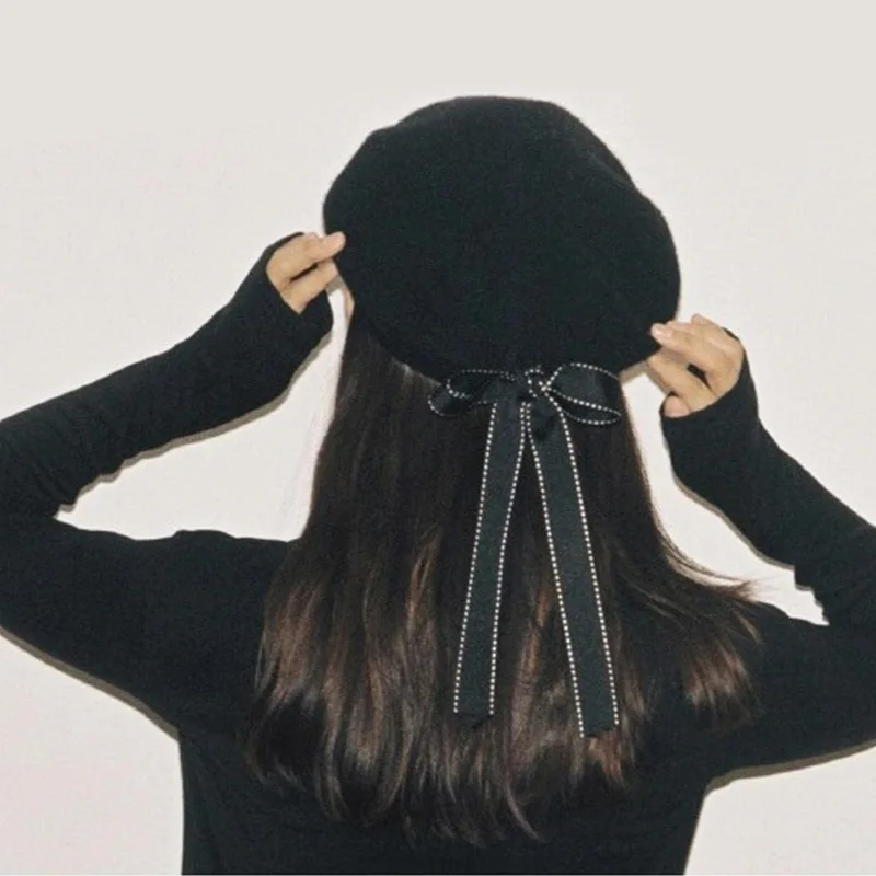 Новинка 2021 Модный женский элегантный берет с мягким бантом зимняя теплая