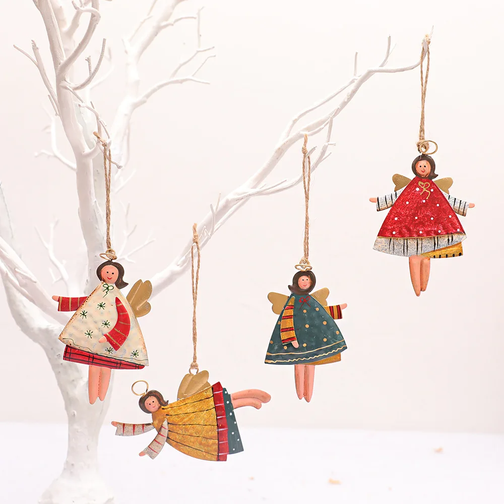 

Navidad Decoration Christmas Hanging Ornaments Painting Angel Retro Xmas Pendant Accessories