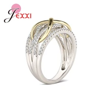 new arrival four rows of bright cz crystal eight character shape genuine 925 sterling silver rings fashion jewelry for women