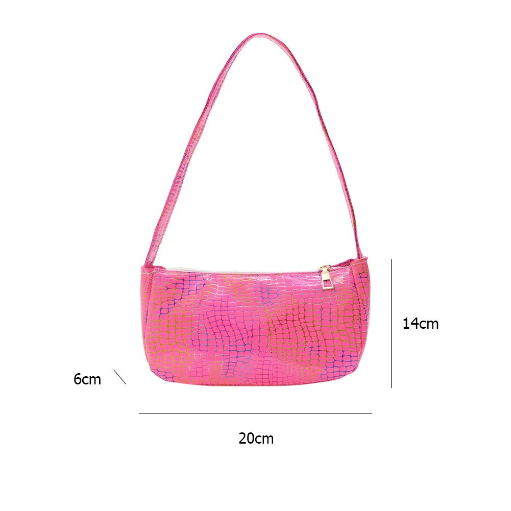 

Fashion Women PU Leather Stone Pattern Handbag Solid Candy Color Small Shoulder Bag Ladies Zipper Underarm Bag