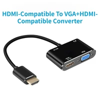 hdmi compatible to hdmi compatible vga female double screen display converter adapter for tv projector laptop hdmi compatible