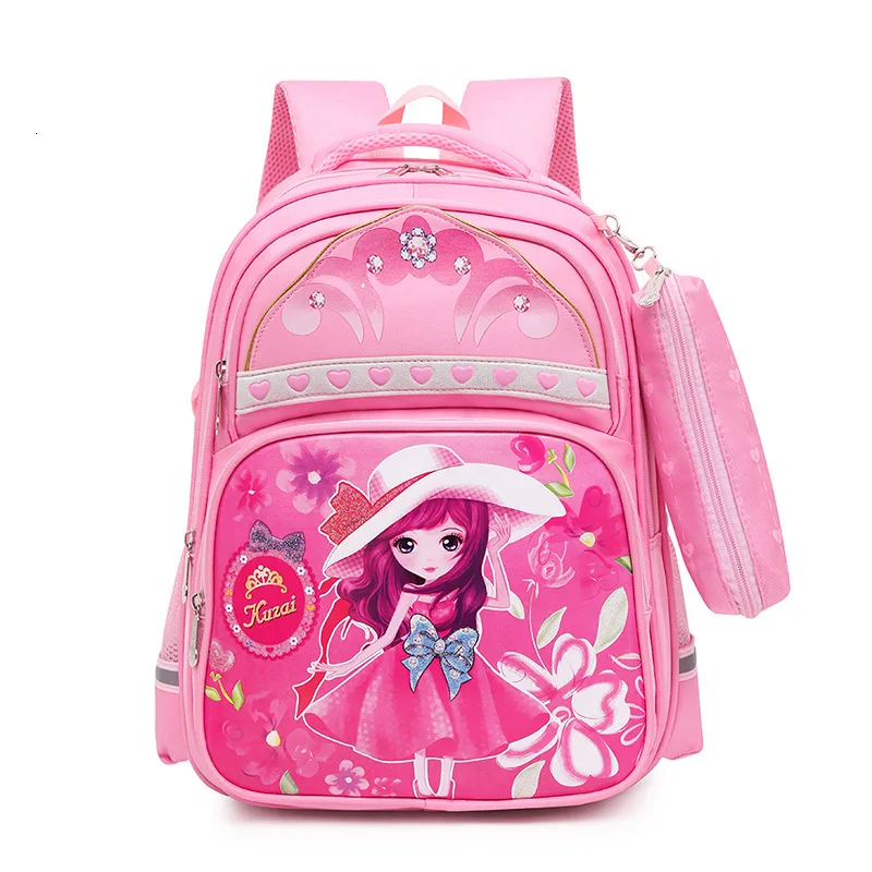 for cartoon princess school backpack Cute girls Orthopedic children school bag with pencil case Waterproof backpacks mochila