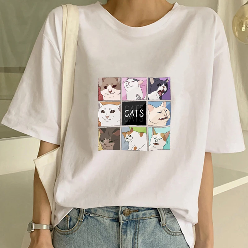 

Women's T-shirt Cat Print Shirt Retro Clothing T-shirt Vegan T-shirt Tops Harajuku Graphic T-shirt Clothes