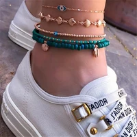 hi man 5pcsset bohemian fashion personality mixed acrylic eyes shell anklet women simple versatile birthday party gift jewelry