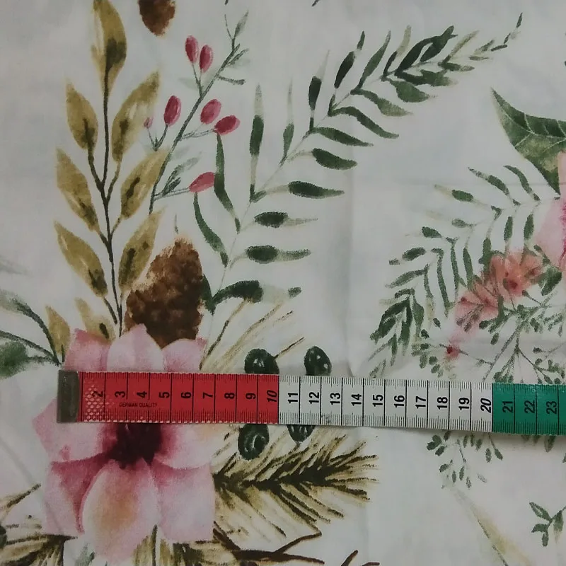 Довольно коричневый зеленый лист розовый цветочный принт 100% хлопок ткань 50x160 см
