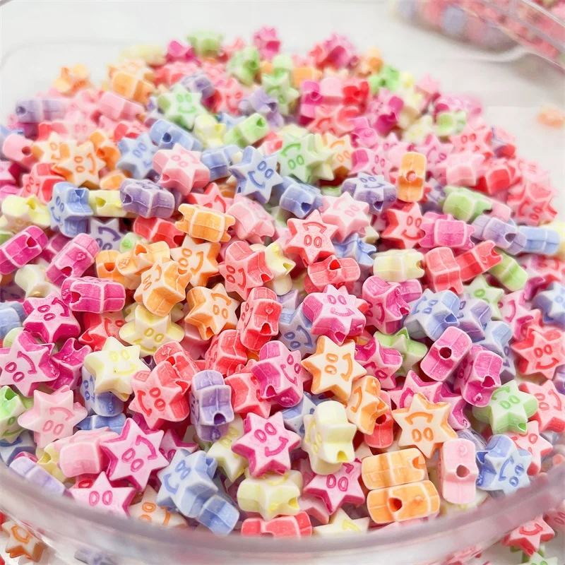 

300PcsFashion Colorful Stars Smiley Acrylic Beads Letter Beads Square Oval Alphabet Beads For Jewelry Making DIY Accessories