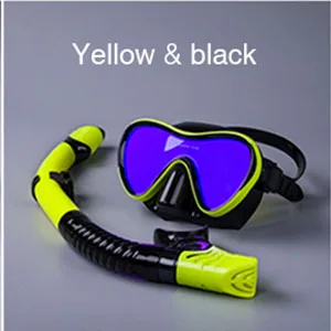 Yellow and Black Профессиональные маски для подводного плавания, силиконовые маски для подводного плавания, анти-туман, маска для дайвинга, трубка, полностью сухая трубка, оборудование для подводного плавания - Цвет: Yellow and Black