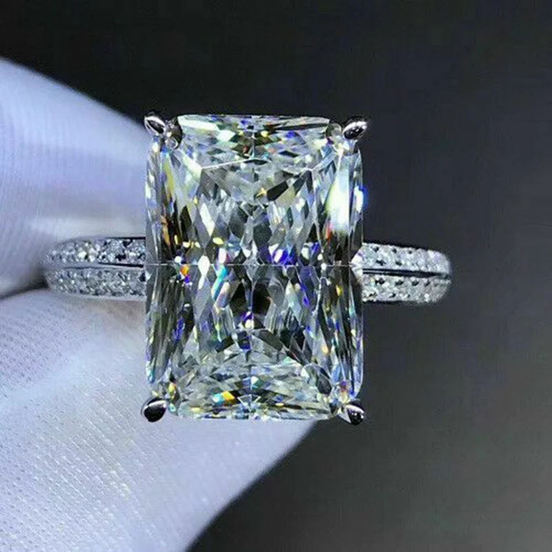 

Luxury Classic Crystal Cubic Zirconia Women Rings Square Princess Cut Zircon Wedding Anniversary Present Ring Hot Jewelry